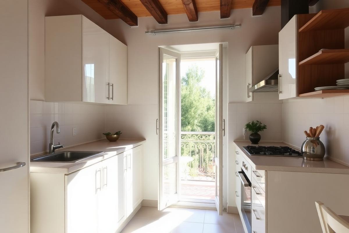 Cucina abitabile con accesso al balcone